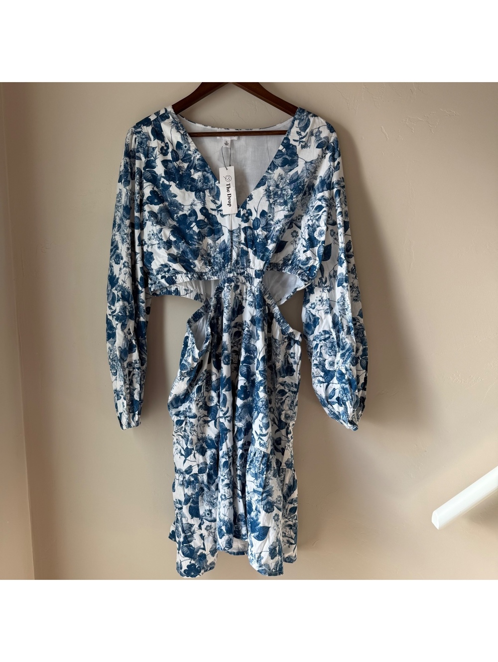 Blue & White Floral Cutout Dress | The Drop XL